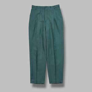 Vintage 70s Houndstooth Pants Polyester Rayon Talon Zipper Dark Green 30x29